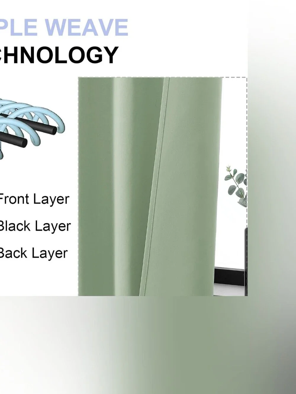 Home Accents Sage Green Blackout Curtain Panels - Set of 2 Size 40x63